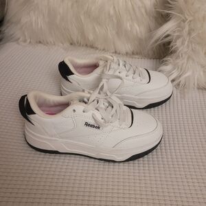 Reebok White Leather Sneakers with Black Accent